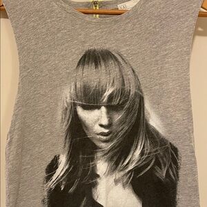 Forever 21 Gray Graphic Tank with Portrait Print